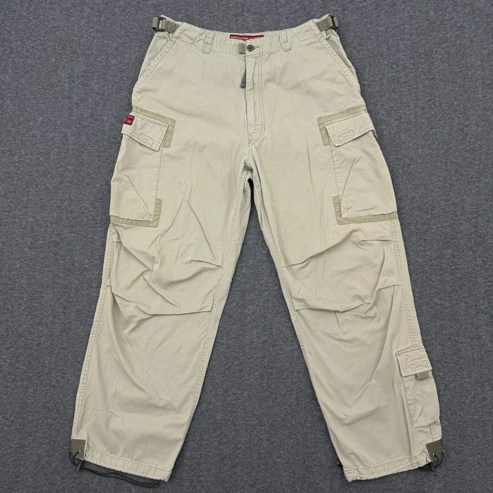 Vintage Abercrombie & Fitch Mens Large 32x30 Beige Cargo Pants Baggy Y2K T-2083